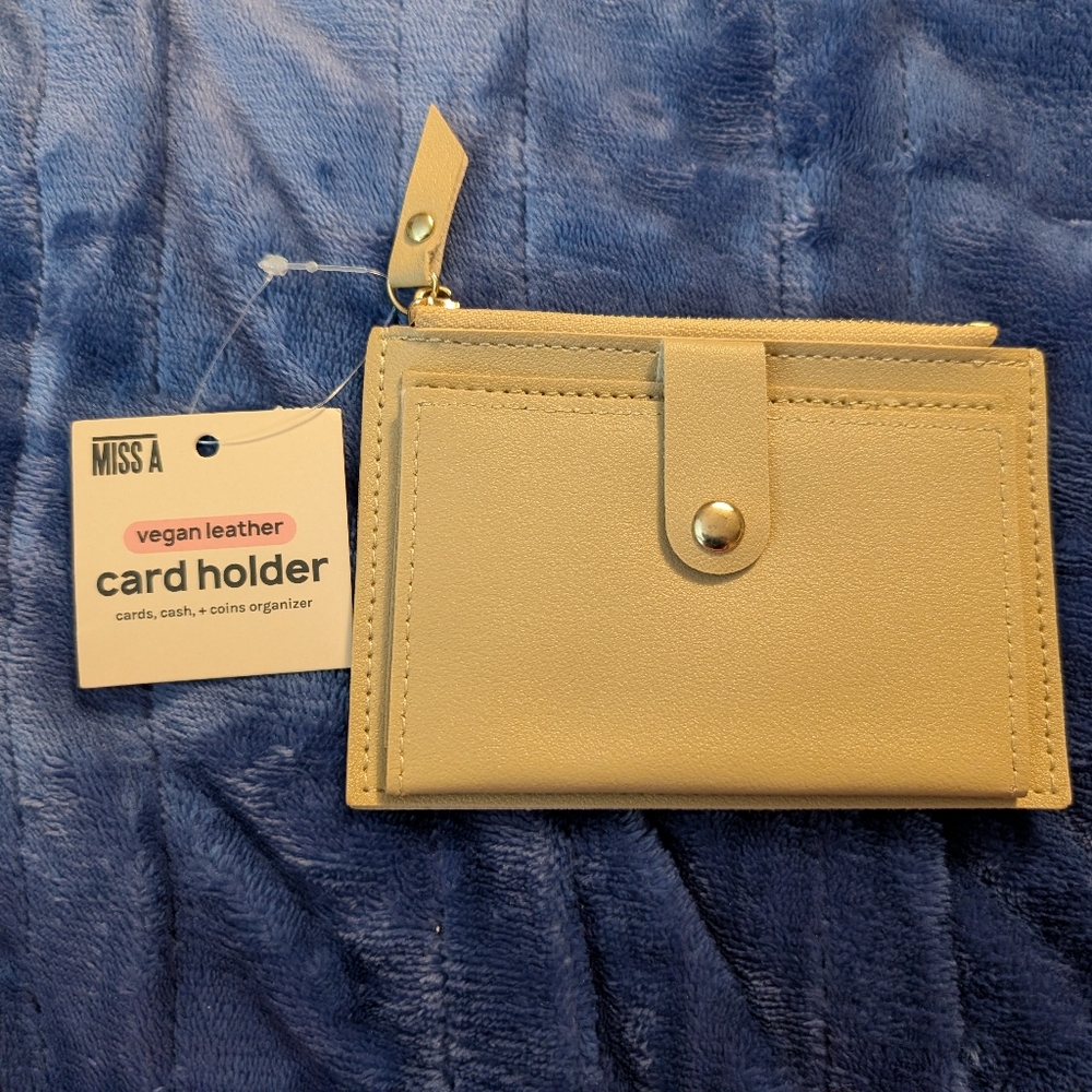 🦋 Cream Vegan Leather Card Holder